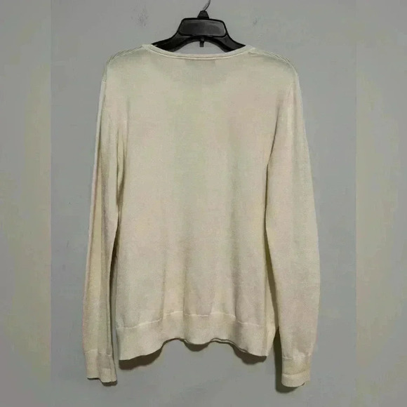 Diane Von Furstenberg Benni Sweater Merino Wool Blend Ruffles Cream Size Large - Picture 2 of 6